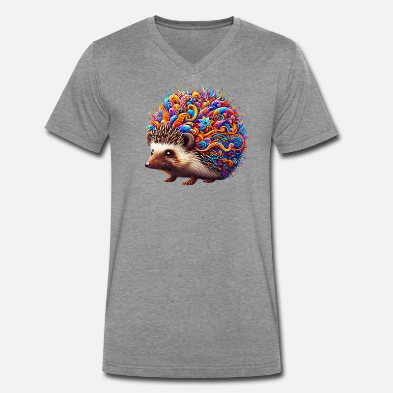Igel - Männer Premium Bio T-Shirt mit V-Ausschnitt - Dunkelgrau meliert