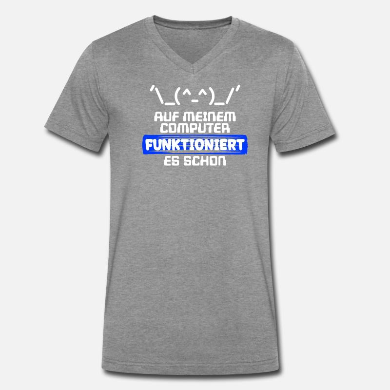 Computer Developer Software Developer Statement - Men's Premium Organic T-shirt with V-neck - dark heather grey