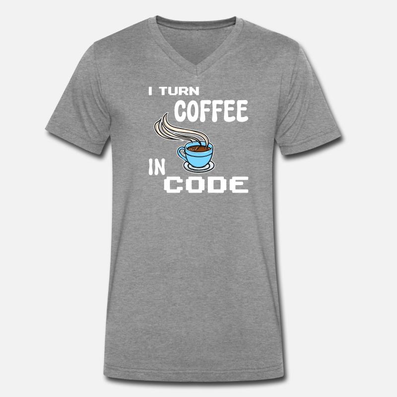 Developer Computerfreak Statement Programmierer - Männer Premium Bio T-Shirt mit V-Ausschnitt - Dunkelgrau meliert