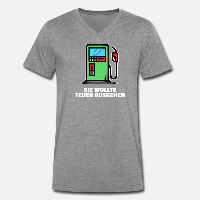 Benzin Diesel Statement Tanken Zapfsäule Strom Männer Premium Bio T-Shirt mit V-Ausschnitt