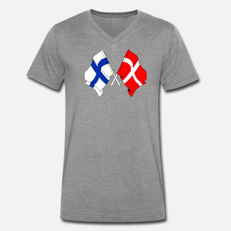 Drapeau Finlande, drapeau Danemark T-shirt encolure en V Premium bio Homme