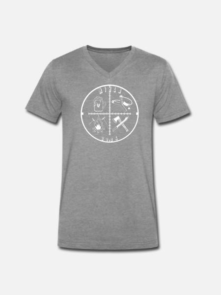 mihla 2024 weiß - Männer Premium Bio T-Shirt mit V-Ausschnitt - Dunkelgrau meliert