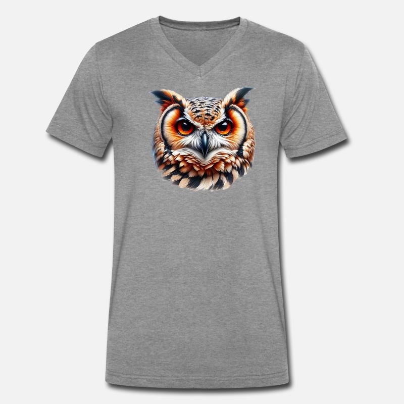 Eule - Männer Premium Bio T-Shirt mit V-Ausschnitt - Dunkelgrau meliert