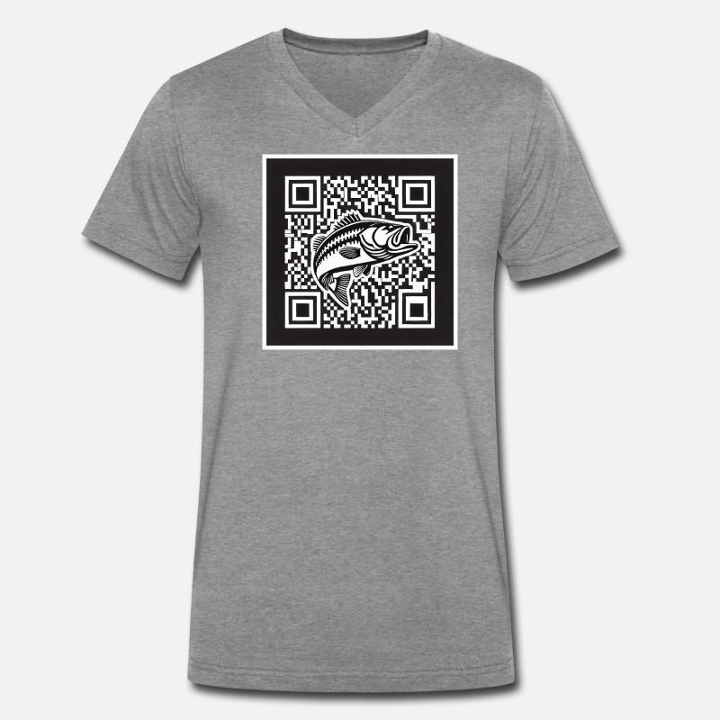 Barsch QR Code Design - Männer Premium Bio T-Shirt mit V-Ausschnitt - Dunkelgrau meliert