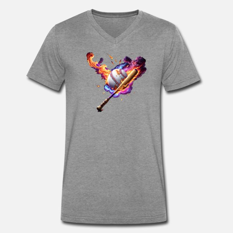 Baseball on fire. Men's Premium Organic T-shirt with V-neck