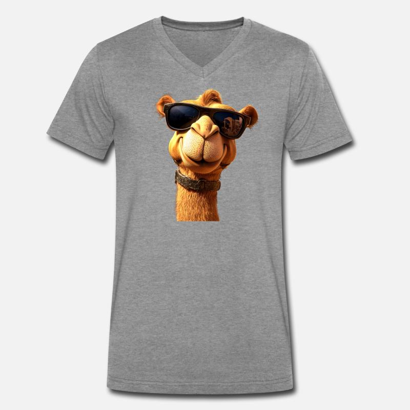 Kamel Dromedar Trampeltier Camel Geschenk Kamele - Männer Premium Bio T-Shirt mit V-Ausschnitt - Dunkelgrau meliert