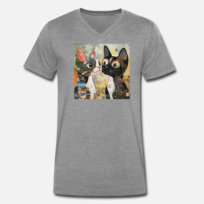 cat cats katze katze collage Männer Premium Bio T-Shirt mit V-Ausschnitt