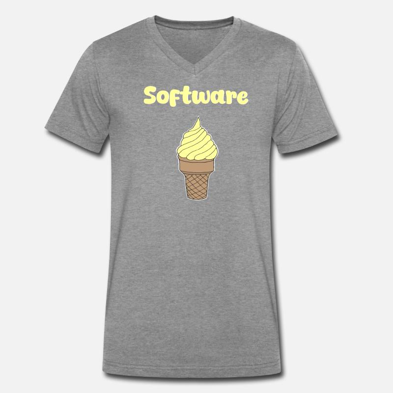 Software Eis Vanille - Männer Premium Bio T-Shirt mit V-Ausschnitt - Dunkelgrau meliert
