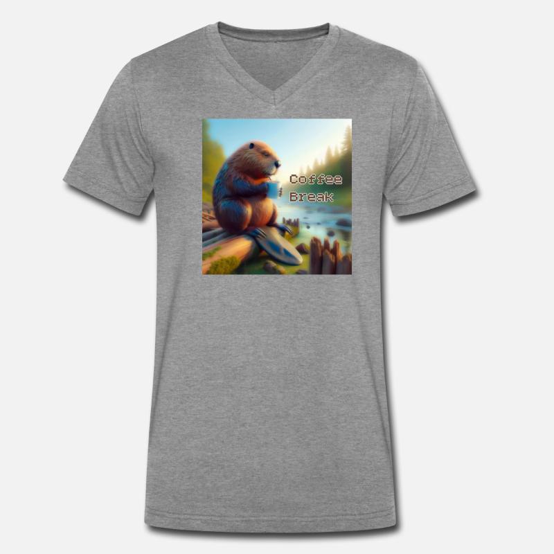 Biber Kaffeepause Männer Premium Bio T-Shirt mit V-Ausschnitt