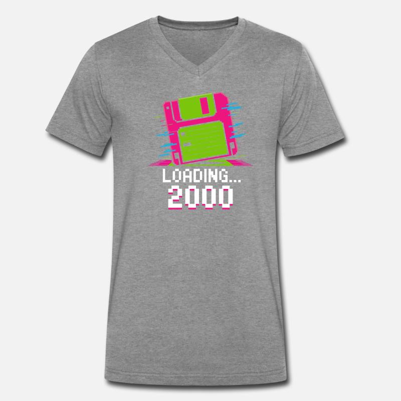 Loading 2000 Disketten-Design Retro Pixel Design - Männer Premium Bio T-Shirt mit V-Ausschnitt - Dunkelgrau meliert