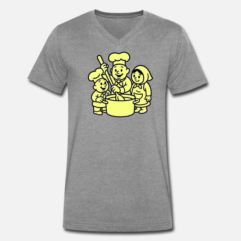Trois chefs mignons T-shirt encolure en V Premium bio Homme