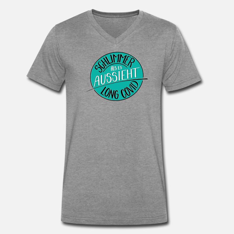 Schlimmer als es aussieht, Long Covid - Männer Premium Bio T-Shirt mit V-Ausschnitt - Dunkelgrau meliert