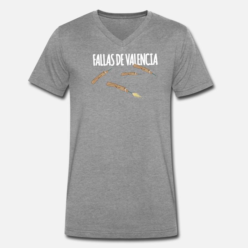 Fallas De Valencia Trueno - Männer Premium Bio T-Shirt mit V-Ausschnitt - Dunkelgrau meliert