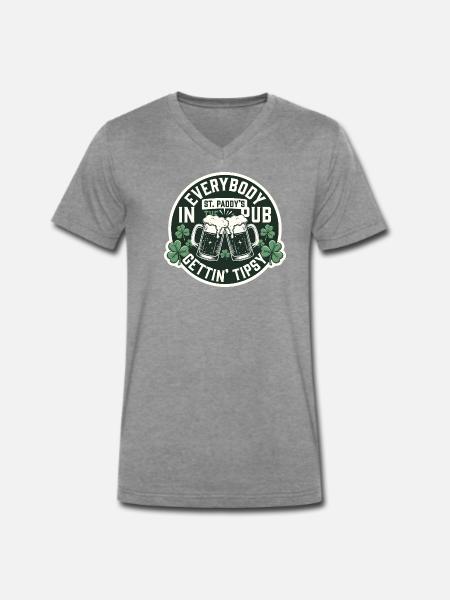 Alle werden beschwipst St. Patrick's Pub - Männer Premium Bio T-Shirt mit V-Ausschnitt - Dunkelgrau meliert