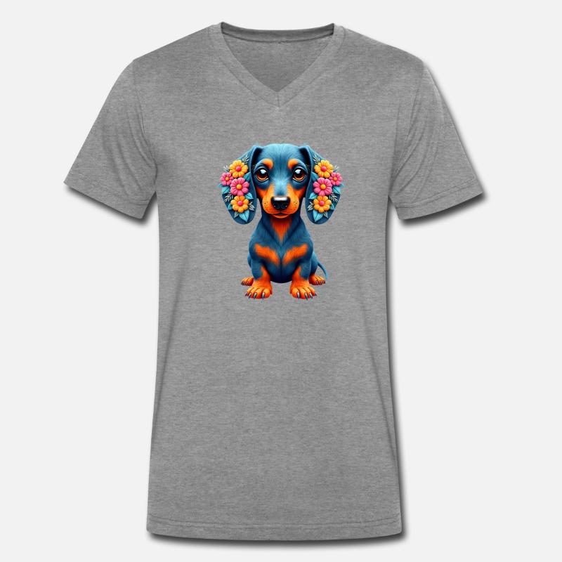 Dackel Dachshund Tekel Männer Premium Bio T-Shirt mit V-Ausschnitt