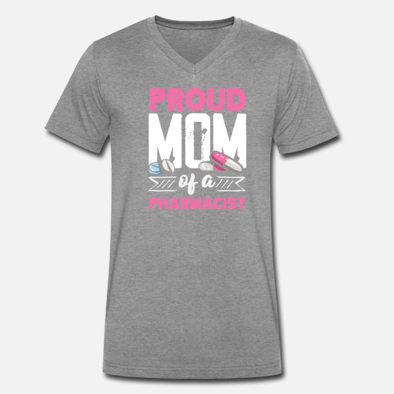 Stolze Mutter Eines Pharmazeuten - Männer Premium Bio T-Shirt mit V-Ausschnitt - Dunkelgrau meliert