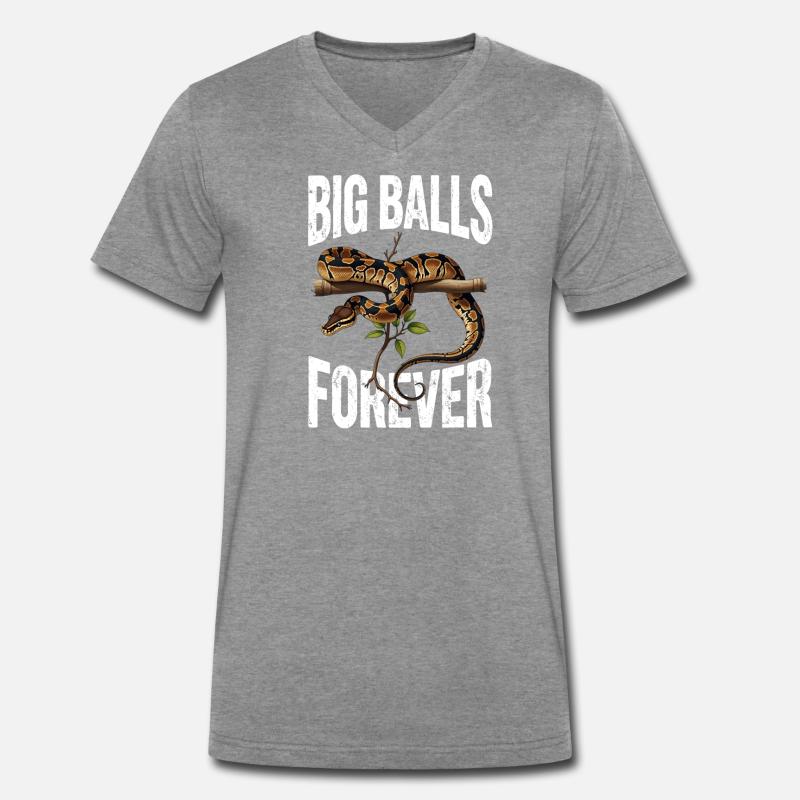 Königspython Schlangen Liebhaber Terrarium Python - Männer Premium Bio T-Shirt mit V-Ausschnitt - Dunkelgrau meliert