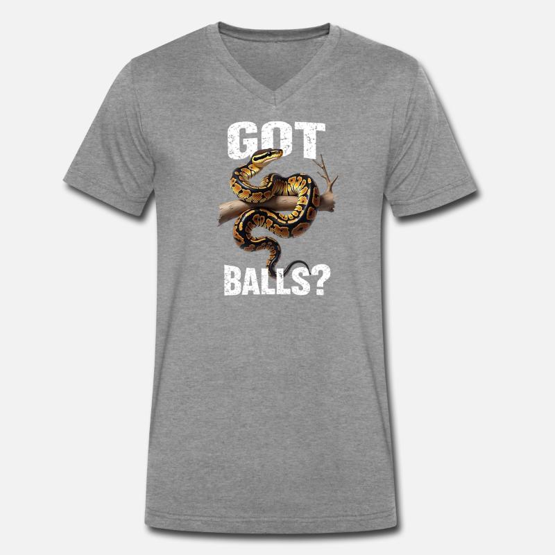 Königspython Schlangen Liebhaber Terrarium Python - Männer Premium Bio T-Shirt mit V-Ausschnitt - Dunkelgrau meliert