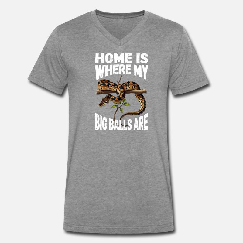 Königspython Schlangen Liebhaber Terrarium Python - Männer Premium Bio T-Shirt mit V-Ausschnitt - Dunkelgrau meliert