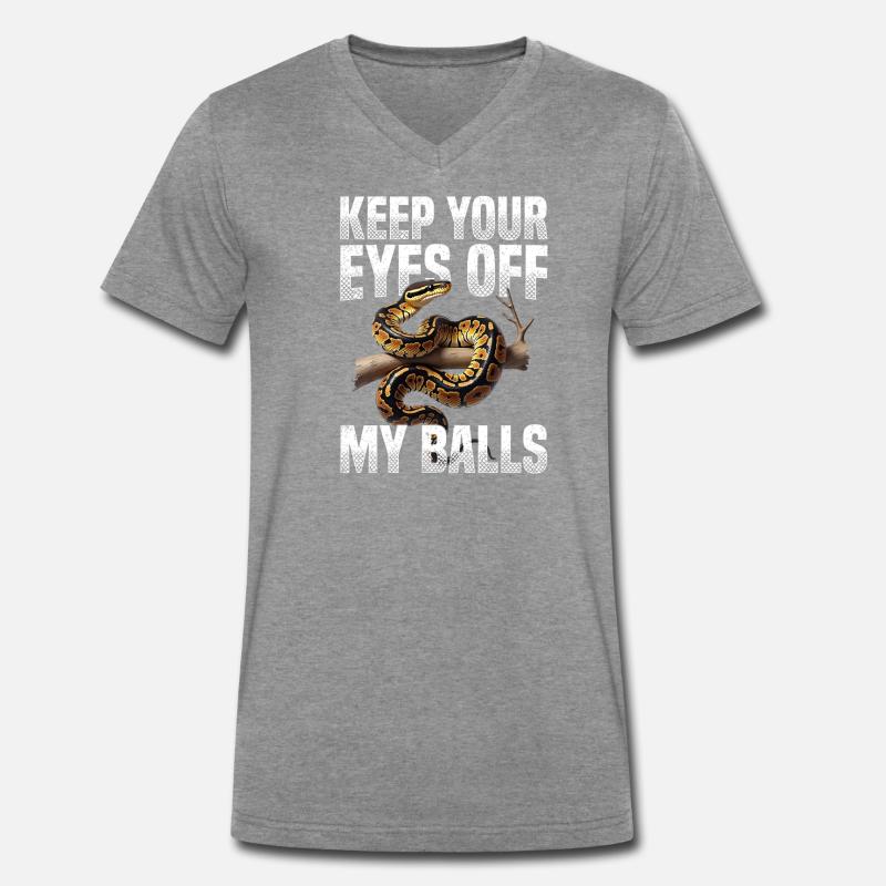 Königspython Schlangen Liebhaber Terrarium Python - Männer Premium Bio T-Shirt mit V-Ausschnitt - Dunkelgrau meliert