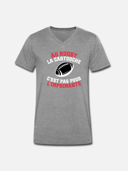 Unterstützer-Rugby-Kartusche-Humor - Männer Premium Bio T-Shirt mit V-Ausschnitt - Dunkelgrau meliert