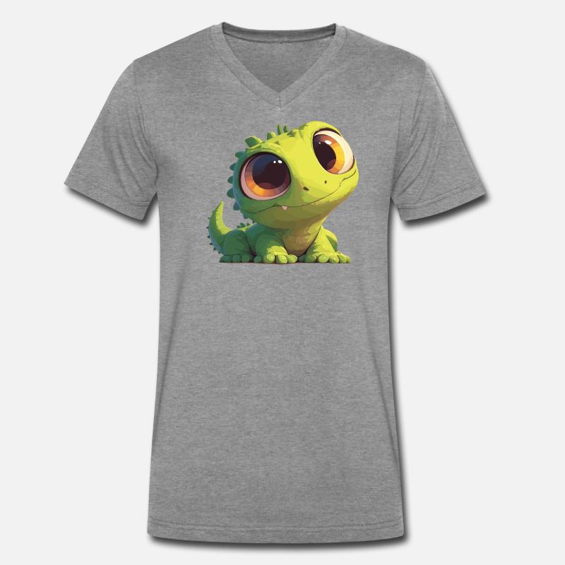 Eidechsen Eidechse - Männer Premium Bio T-Shirt mit V-Ausschnitt - Dunkelgrau meliert