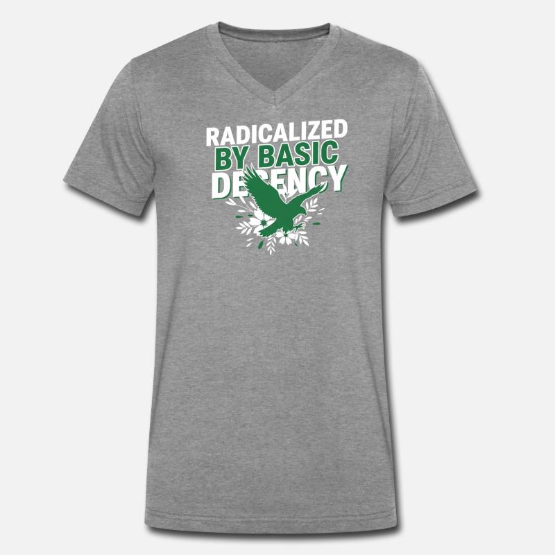 Radicalized By Basic Decency Quote Shirt - Männer Premium Bio T-Shirt mit V-Ausschnitt - Dunkelgrau meliert