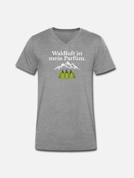 Waldluft ist mein Parfüm - Männer Premium Bio T-Shirt mit V-Ausschnitt - Dunkelgrau meliert
