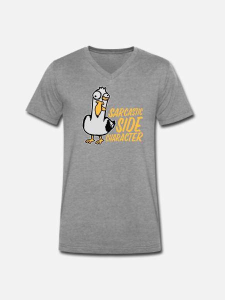 Crazy Seagull Sarcastic Side Character Funny - Men's Premium Organic T-shirt with V-neck - dark heather grey
