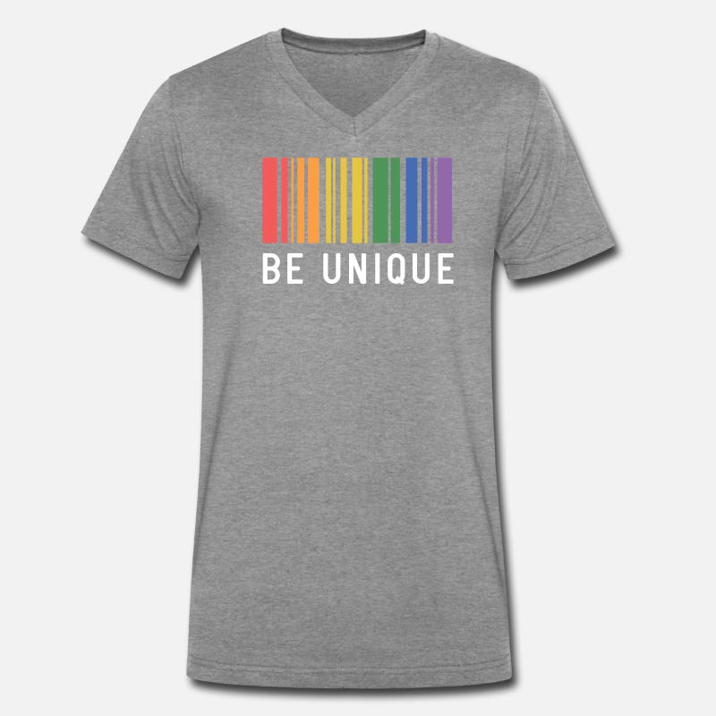 LGBT-Pride-Monat – Sei einzigartig - Männer Premium Bio T-Shirt mit V-Ausschnitt - Dunkelgrau meliert