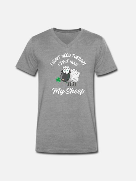 Schaftherapie Tierhumor - Männer Premium Bio T-Shirt mit V-Ausschnitt - Dunkelgrau meliert