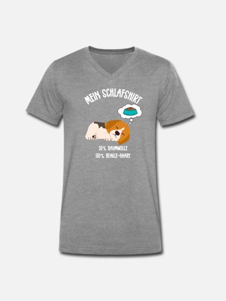 Schlafender Beagle Napf - Männer Premium Bio T-Shirt mit V-Ausschnitt - Dunkelgrau meliert
