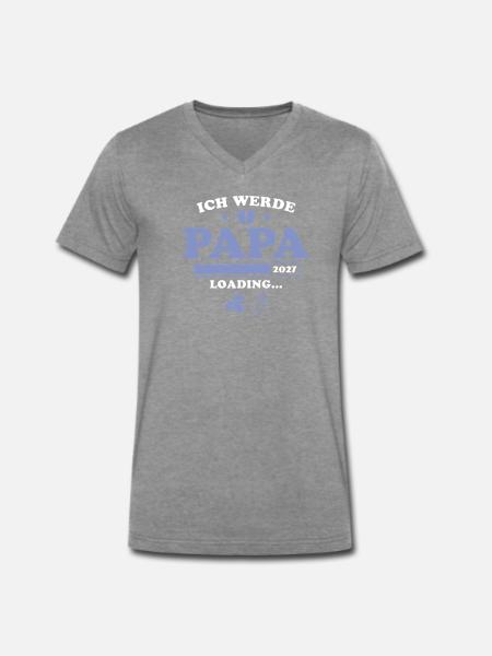 Ich werde Papa 2027 loading - Männer Premium Bio T-Shirt mit V-Ausschnitt - Dunkelgrau meliert