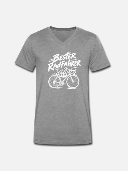 Bester Radfahrer Fahrrad Illustration Geschenk - Männer Premium Bio T-Shirt mit V-Ausschnitt - Dunkelgrau meliert