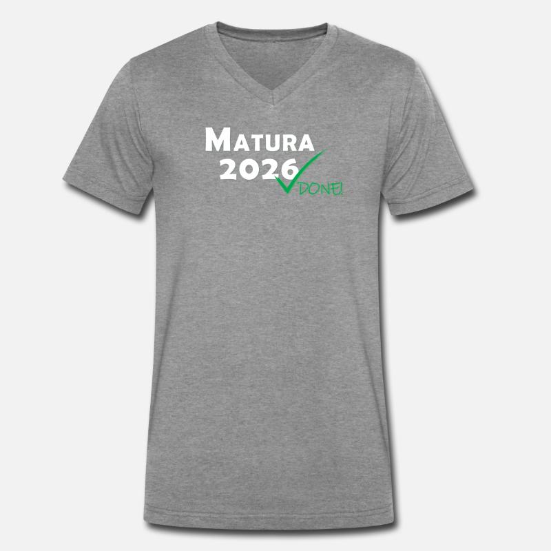 Matura 2026 Done - Männer Premium Bio T-Shirt mit V-Ausschnitt - Dunkelgrau meliert