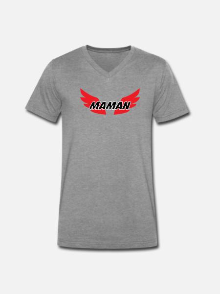 Maman d'Amour - Mother's Day - Men's Premium Organic T-shirt with V-neck - dark heather grey