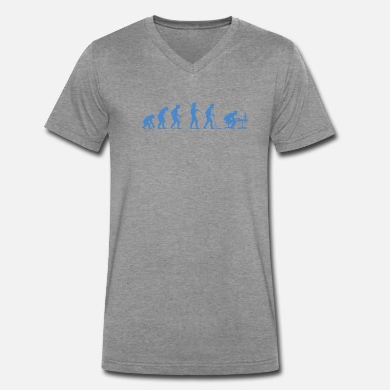 Programmierer Evolution Informatiker Entwickler - Männer Premium Bio T-Shirt mit V-Ausschnitt - Dunkelgrau meliert