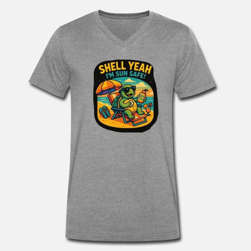 Shell Yeah – Sun Safe Turtle Männer Premium Bio T-Shirt mit V-Ausschnitt