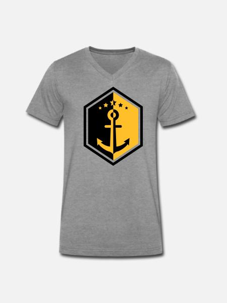 zeeman / marine / boot / zee - Mannen Premium Bio T-shirt met V-hals - donkergrijs gemêleerd