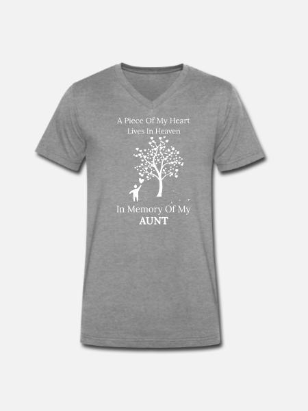 Zum Gedenken an Tante - Männer Premium Bio T-Shirt mit V-Ausschnitt - Dunkelgrau meliert