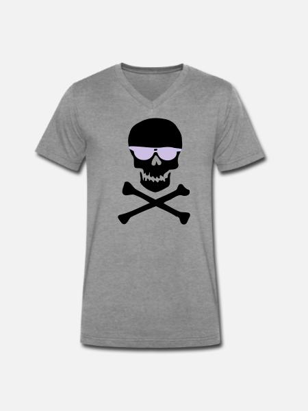 Piratl_mit_brille - T-shirt encolure en V Premium bio Homme - gris foncé chiné