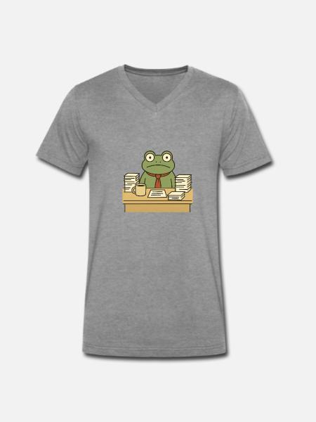 Business Frog - Men's Premium Organic T-shirt with V-neck - dark heather grey