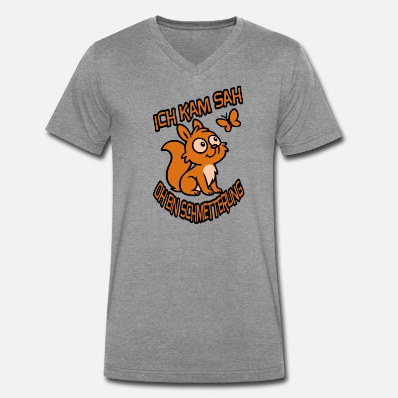 Verträumtes Eichhörnchen mit Spruch - Männer Premium Bio T-Shirt mit V-Ausschnitt - Dunkelgrau meliert
