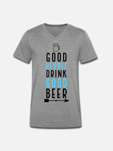 Bière - T-shirt encolure en V Premium bio Homme - gris foncé chiné