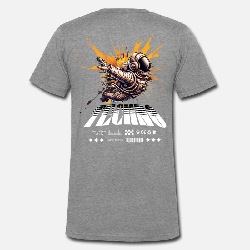 Astronaut im Sprayer-Splash Techno - Männer Premium Bio T-Shirt mit V-Ausschnitt - Dunkelgrau meliert