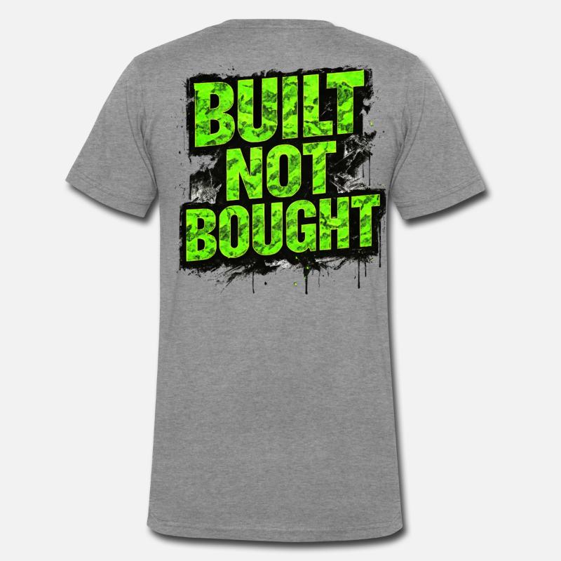 Built Not Bought Auto Tuning Statement - Männer Premium Bio T-Shirt mit V-Ausschnitt - Dunkelgrau meliert