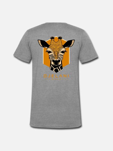 Geometric Giraffe in Ochre - Men's Premium Organic T-shirt with V-neck - dark heather grey