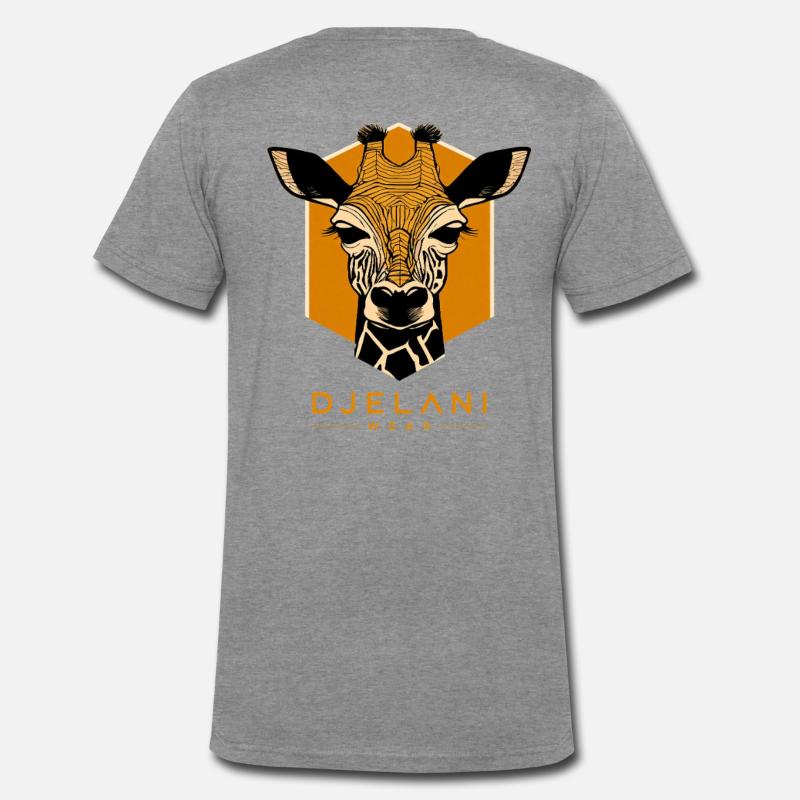 Giraffe Géométrique en Ocre T-shirt encolure en V Premium bio Homme