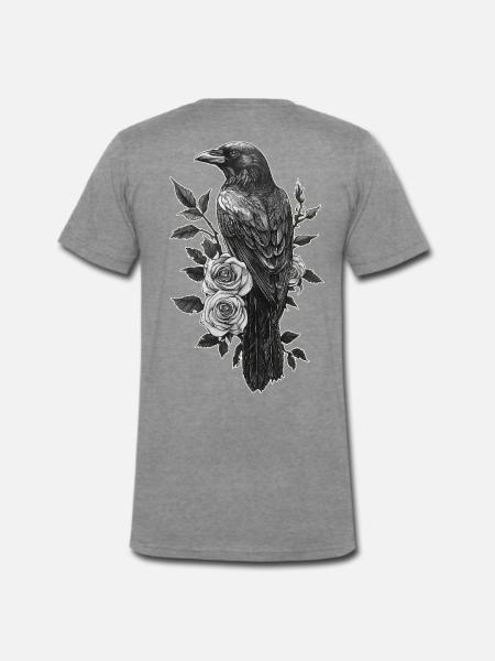 Raven - Men's Premium Organic T-shirt with V-neck - dark heather grey