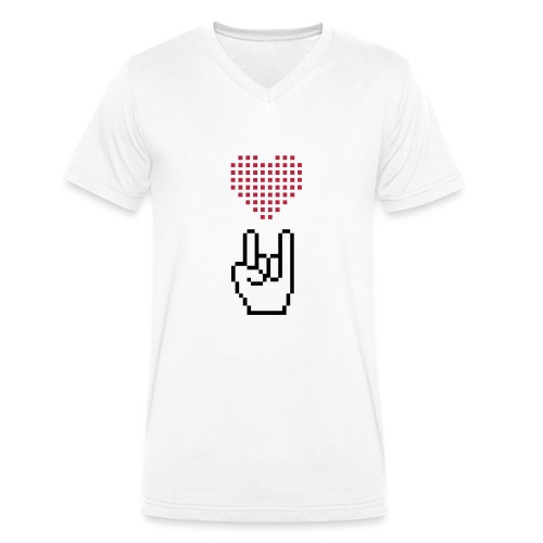 Pixel Love Rock - Männer Bio-T-Shirt mit V-Ausschnitt von Stanley & Stella
